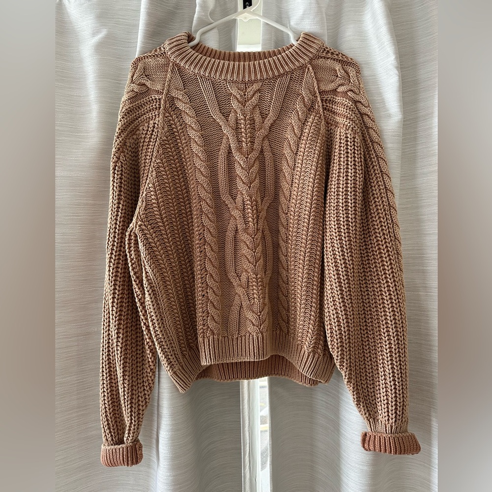 Cable Knit Sweater in Warm Brown